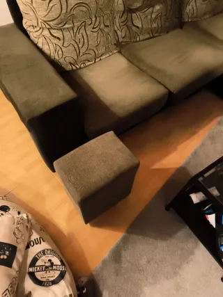 Sofá chaise longue tela color marron y beige