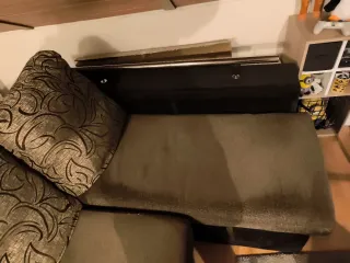 Sofá chaise longue tela color marron y beige