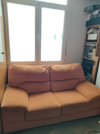 Sofá biplaza naranja tela