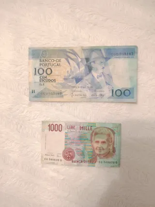Lote de Billetes Antiguos: Dólares, Escudos, Pesos
