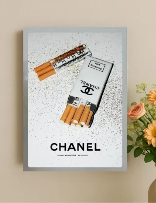 Quadro Chanel Carta Dorata e Bianca