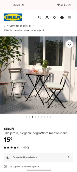 4 Sillas Terraza Ikea + Cojines