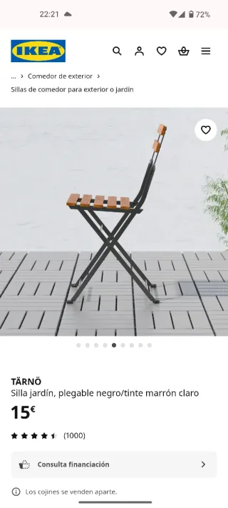 4 Sillas Terraza Ikea + Cojines