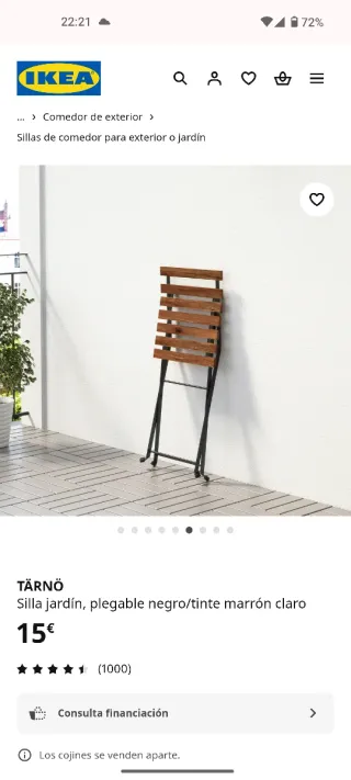 4 Sillas Terraza Ikea + Cojines