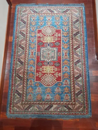 Alfombra Persa Pequeña Lana Azul/Rojo