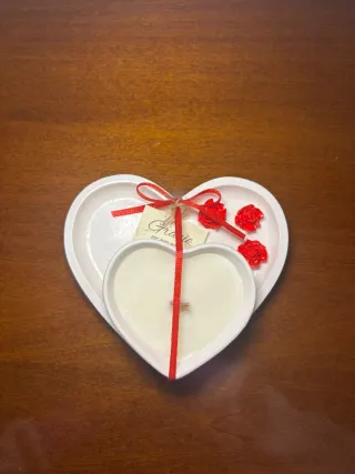 Set 2 Cuori in gesso. Svuota-tasche e candela