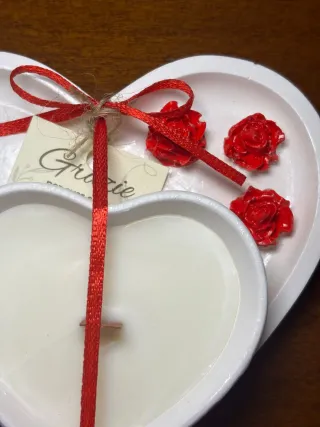 Set 2 Cuori in gesso. Svuota-tasche e candela