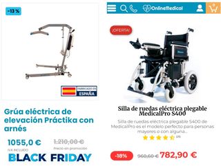 Silla de ruedas eléctrica plegable sin uso y Grúa.