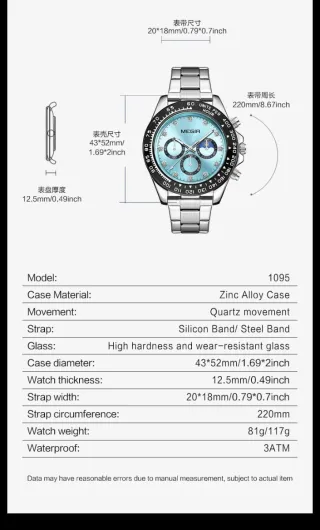 Reloj MEGIR Hombre Azul y Plateado