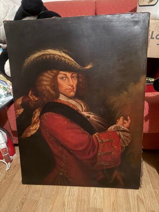 Cuadro antiguo retrato hombre con sombrero