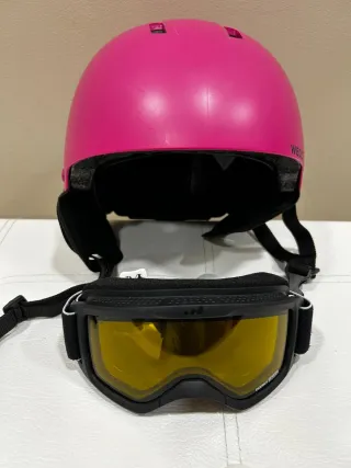 Casco y gafas esquí Wedze rosa. Talla XS 48-52cm