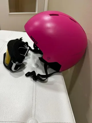 Casco y gafas esquí Wedze rosa. Talla XS 48-52cm