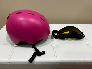 Casco y gafas esquí Wedze rosa. Talla XS 48-52cm
