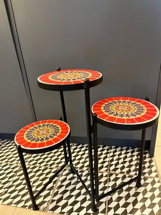 **** SET 3 en 1 Mesas auxiliares mosaicos colores