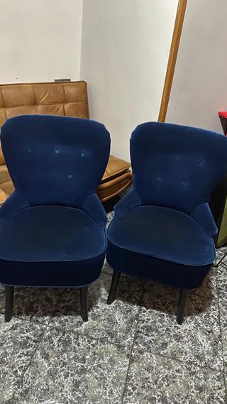 2 Sillones de terciopelo azul 60 las 2