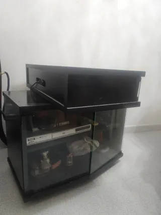 Mueble TV giratorio madera y cristal
