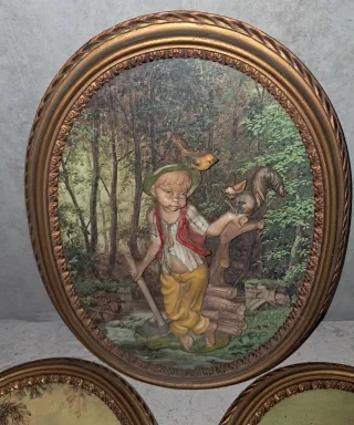 Lote 3 Cuadro Antiguos Italianos estilo Imperio 3D