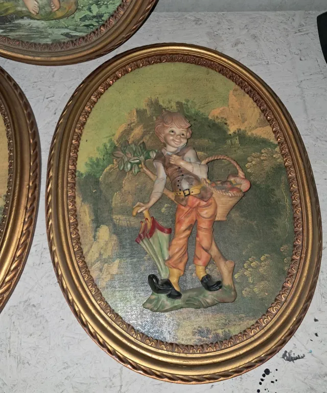 Lote 3 Cuadro Antiguos Italianos estilo Imperio 3D