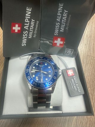 Reloj GMT Swiss Alpine Military by Grovana Azul