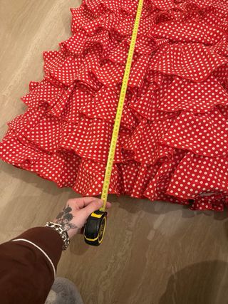 Traje Gitana Rojo Lunares Corte Cintura