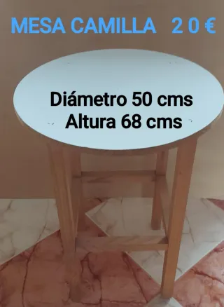 Mesa Camilla Redonda 50cm Diámetro
