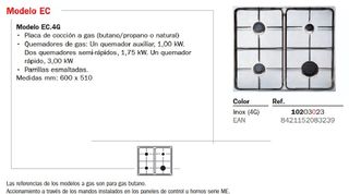 Placa de gas Teka EC.4G Inox butano