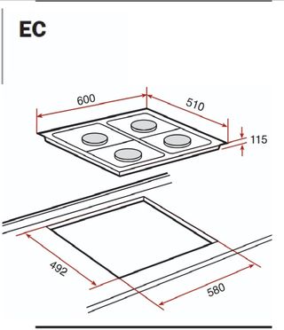 Placa de gas Teka EC.4G Inox butano