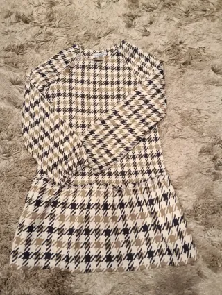 Vestido niña cuadros manga larga