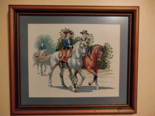 Quadro incorniciato punto croce: Cavalli