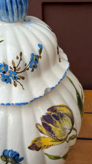 Vaso Ceramica Dipinto A Mano Con Coperchio H 37 Cm