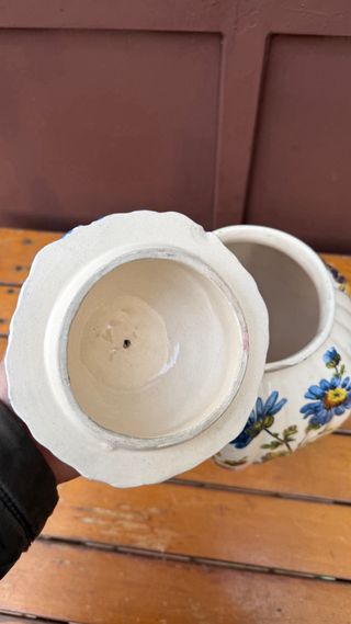 Vaso Ceramica Dipinto A Mano Con Coperchio H 37 Cm