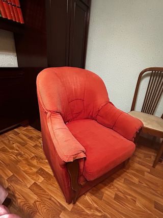 Sofá 5 plazas corduroy naranja/rojo