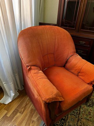 Sofá 5 plazas corduroy naranja/rojo