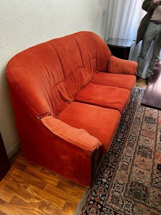 Sofá 5 plazas corduroy naranja/rojo
