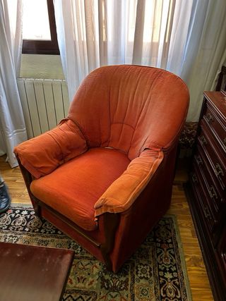 Sofá 5 plazas corduroy naranja/rojo