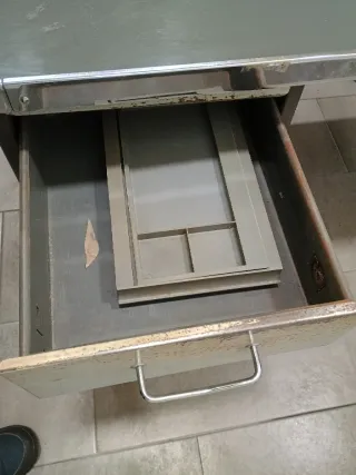 Mesa oficina metálica vintage cristal