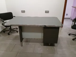 Mesa oficina metálica vintage cristal