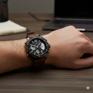 Reloj Golden Hour Hombre Negro y Marrón