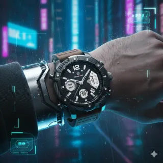 Reloj Golden Hour Hombre Negro y Marrón