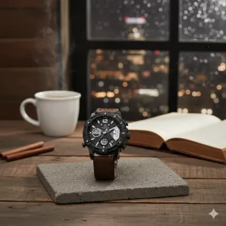 Reloj Golden Hour Hombre Negro y Marrón