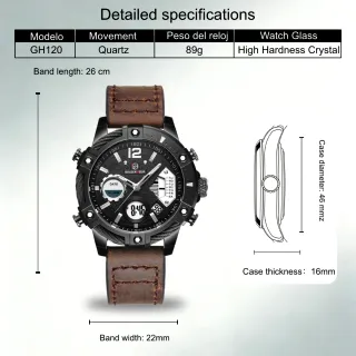 Reloj Golden Hour Hombre Negro y Marrón