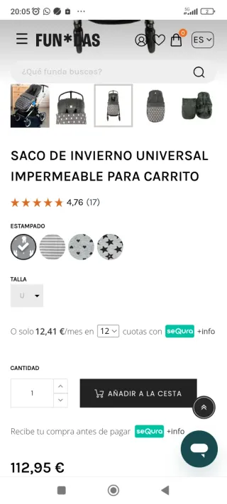 Saco cochecito bebé invierno Fun*das