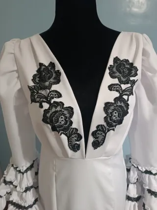 Vestido Flamenca Blanco Negro talla 42