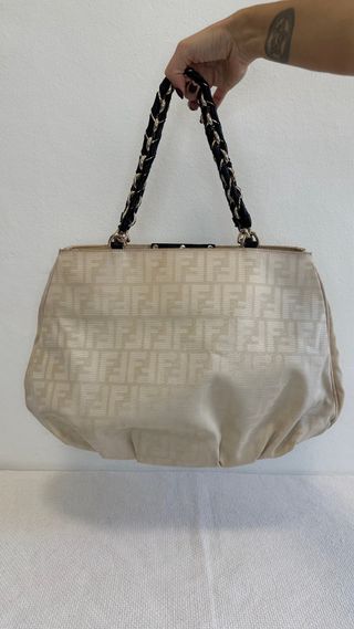 Borsa Fendi Beige con Logo FF