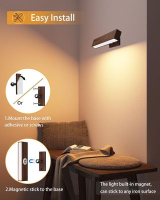 Lámpara LED pared de madera inalambrica RGB