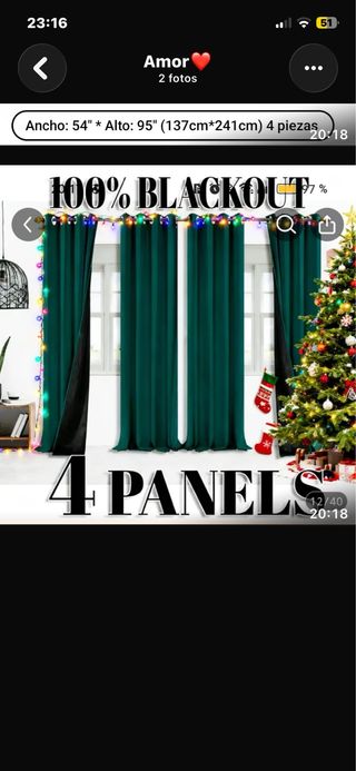 Cortinas 100% Blackout 4 Piezas