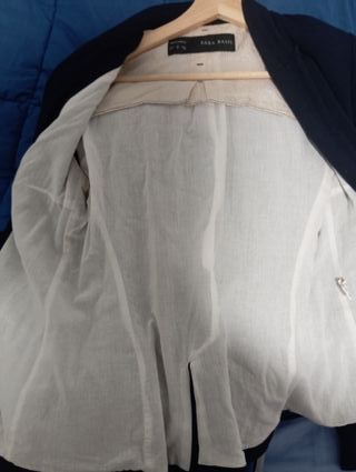 Blazer Zara Basic Azul Oscuro Talla L