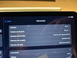 iPad Air 4ª Gen 256GB Argento con pencil originale