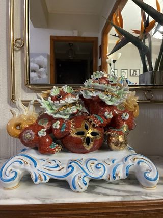 Pareja Fu Dog/León Porcelana Base