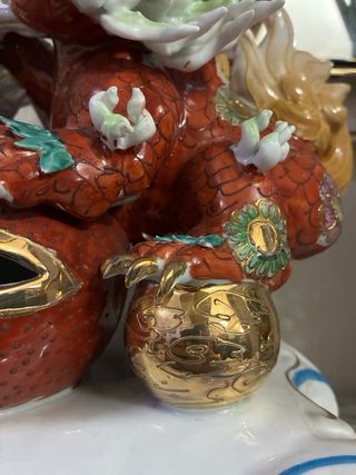 Pareja Fu Dog/León Porcelana Base